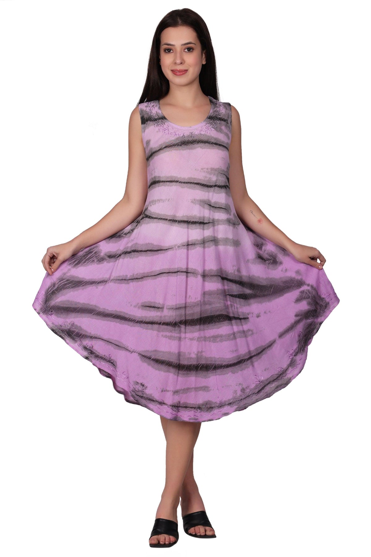 Zebra Stripe Tie Dye Beach Dress 482158