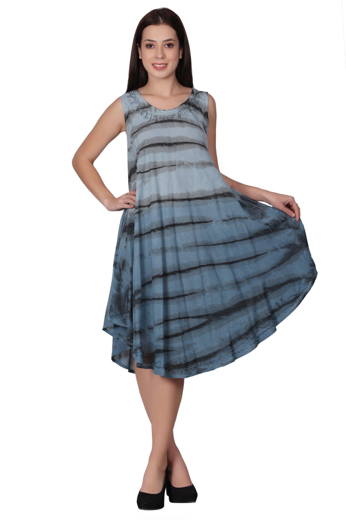 Zebra Stripe Tie Dye Beach Dress 482158