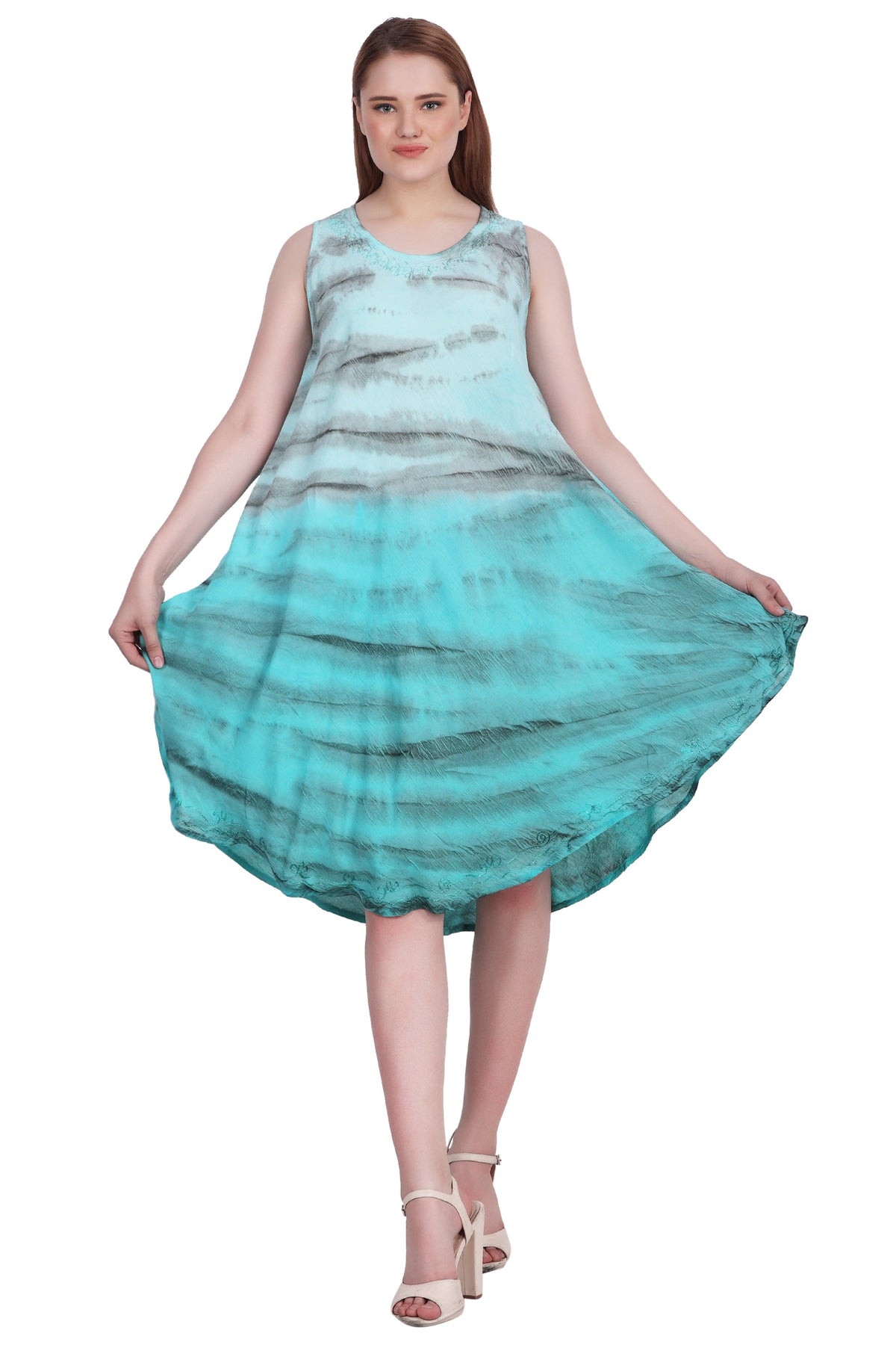 Zebra Stripe Tie Dye Beach Dress 482158