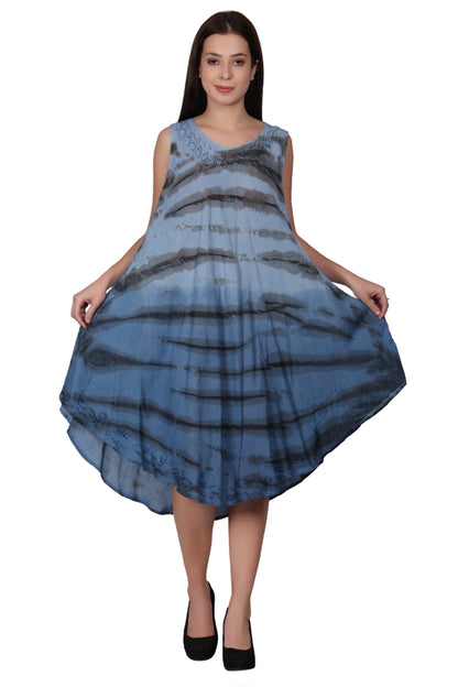 Zebra Stripe Tie Dye Beach Dress 482158