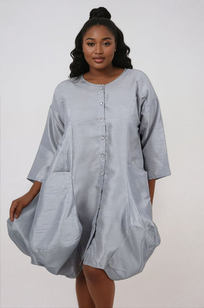 3/4 Sleeve Button Dress AD25014 - Advance Apparels Inc