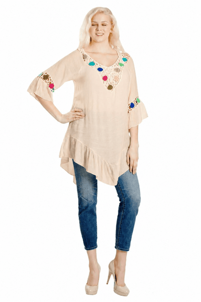 3/4 Sleeve Colorful Crotchet Beach Cover - Up YD976 - Advance Apparels Inc