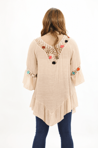 3/4 Sleeve Colorful Crotchet Beach Cover - Up YD976 - Advance Apparels Inc