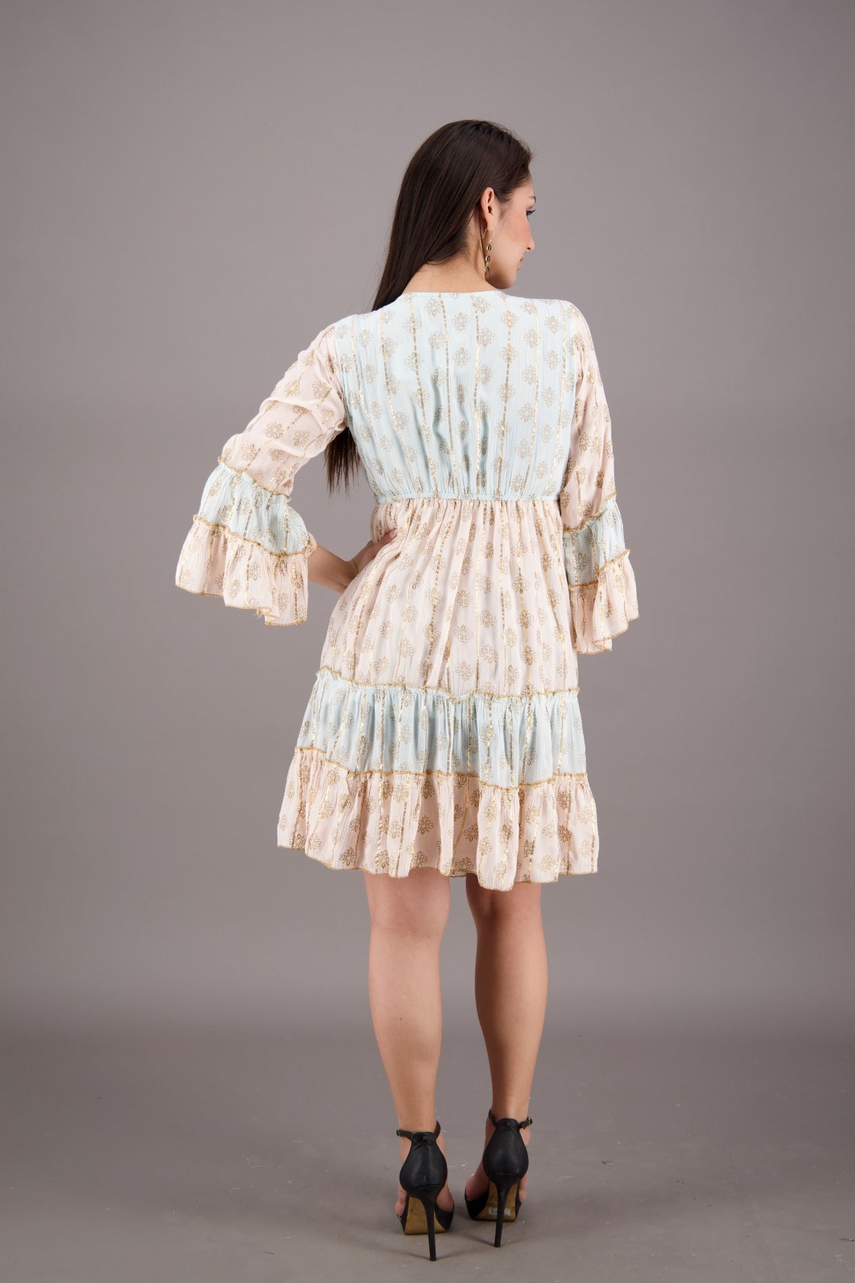 boho 3/4 sleeve dress Cotton Candy LA Enchanting White Three-Quarter Sleeve Mini Dress - Size L