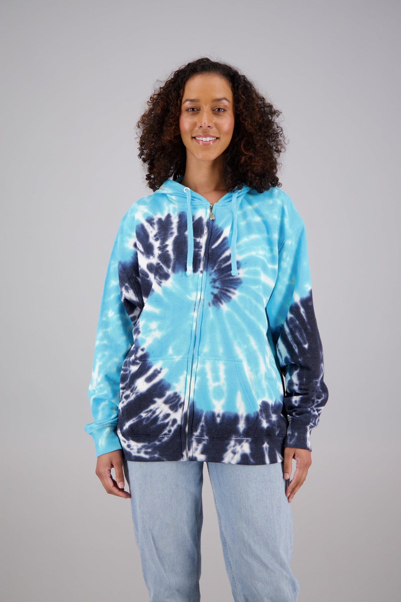 Adult's Tie-Dye Zip-Up Hoodie (2-XL) Cotton/Polyester Blend 9661