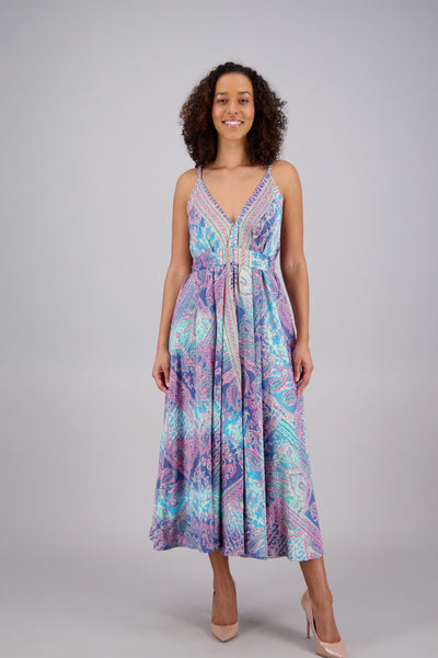 Silk Maxi Dress w/ Adjustable Tie One Size Fits Most AB16052