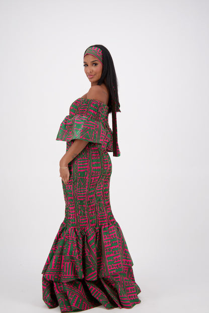African Print Mermaid Dress AD-2289-250