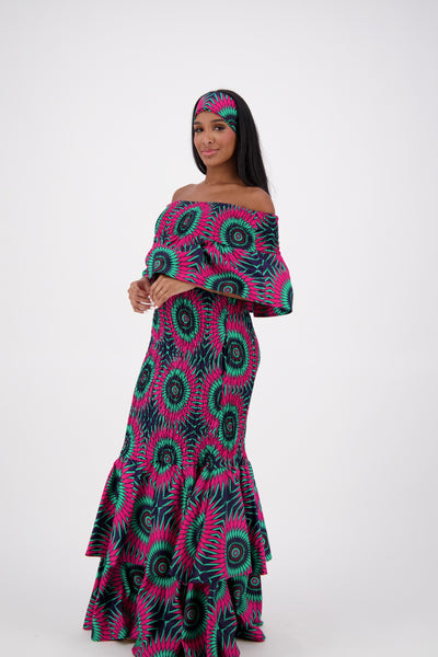 African Print Mermaid Dress AD-2289-248
