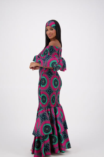 African Print Mermaid Dress AD-2289-248