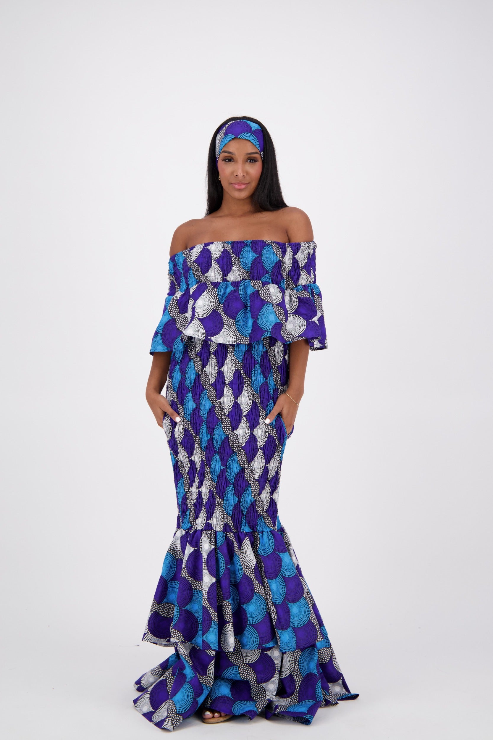 mermaid traditional african dresses Queen Azokam Mermaid Dress (Stretchy Women's Mermaid Dress made In African Ankara Dashiki Kente Multicolored Print Fabric)
