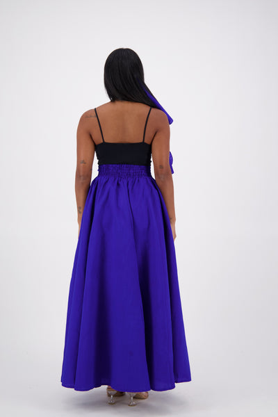 SIlk/Poly Blend Long Maxi Skirt 24317 Blue