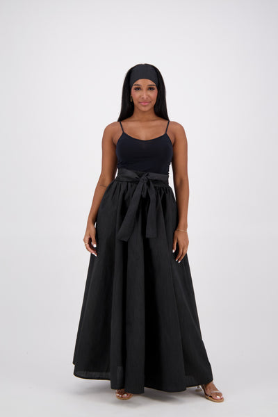 SIlk/Poly Blend Long Maxi Skirt 24317 Black