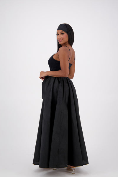 SIlk/Poly Blend Long Maxi Skirt 24317 Black