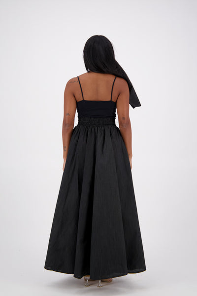 SIlk/Poly Blend Long Maxi Skirt 24317 Black