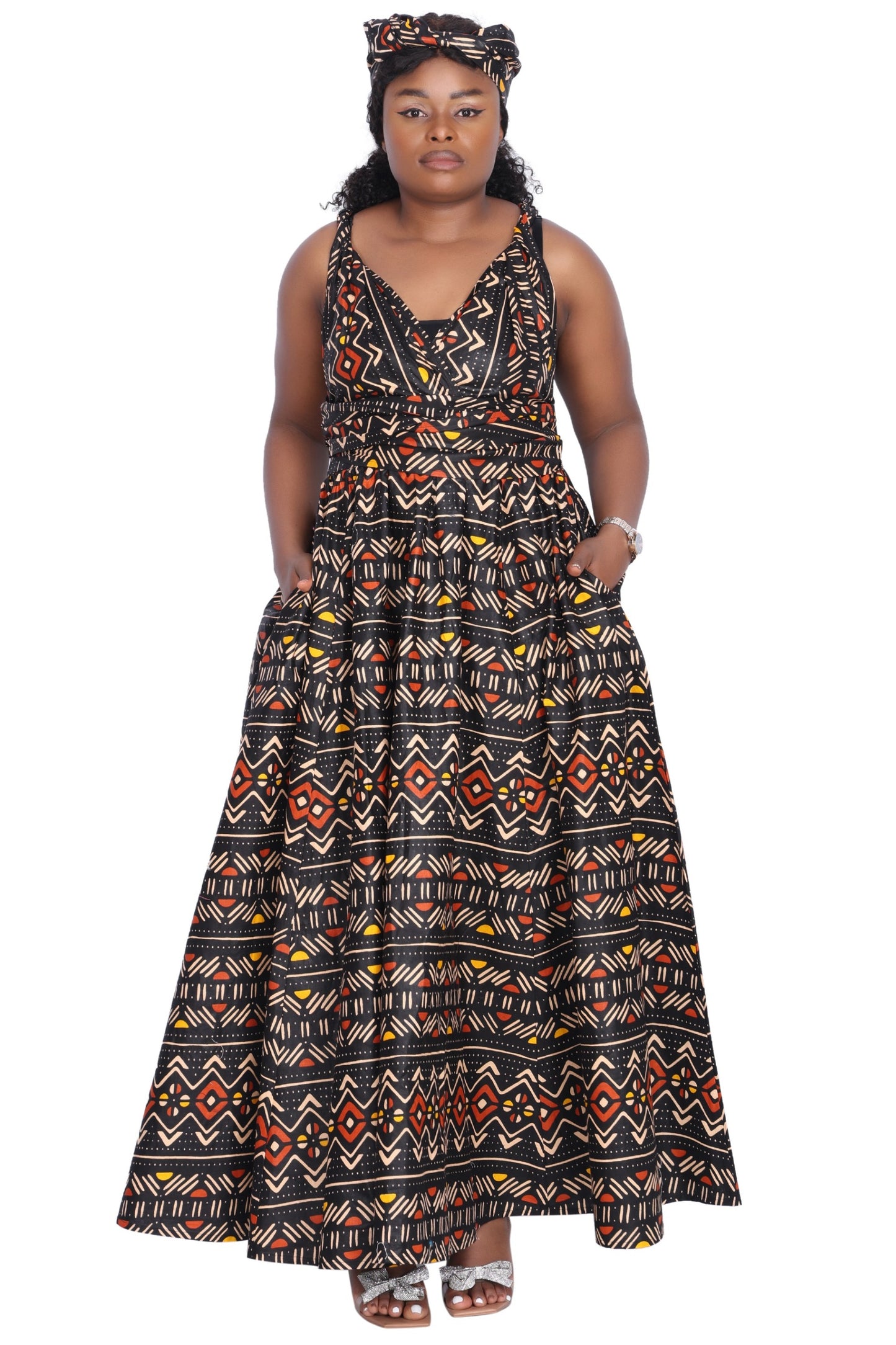African Print Infinity Wrap Dress 16117-257