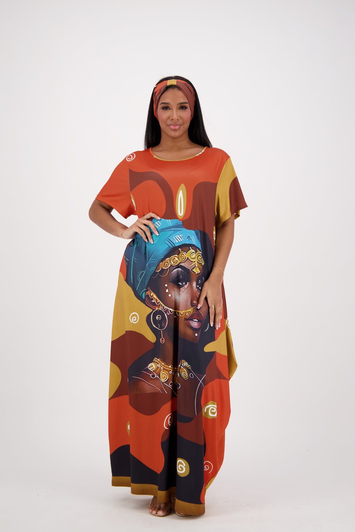African Jewelry Print Kaftan CH8855