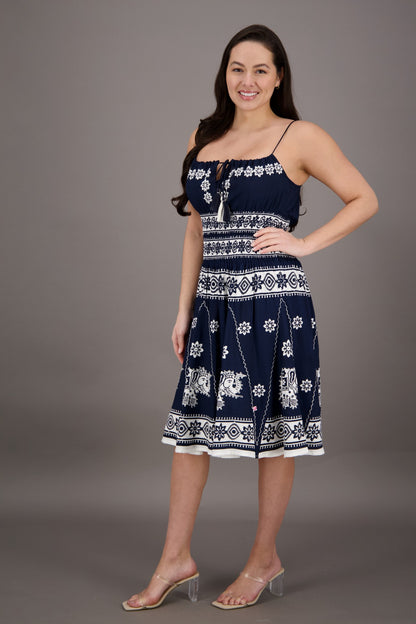 Elephant Block Print Batik Dress 2833