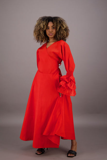 Solid Color Wrap Dress