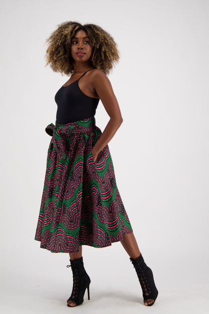 Mid-Length African Print Skirt 16321-243