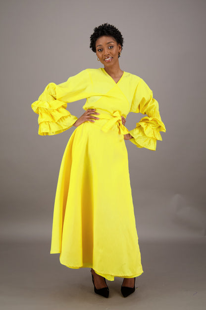Solid Color Wrap Dress