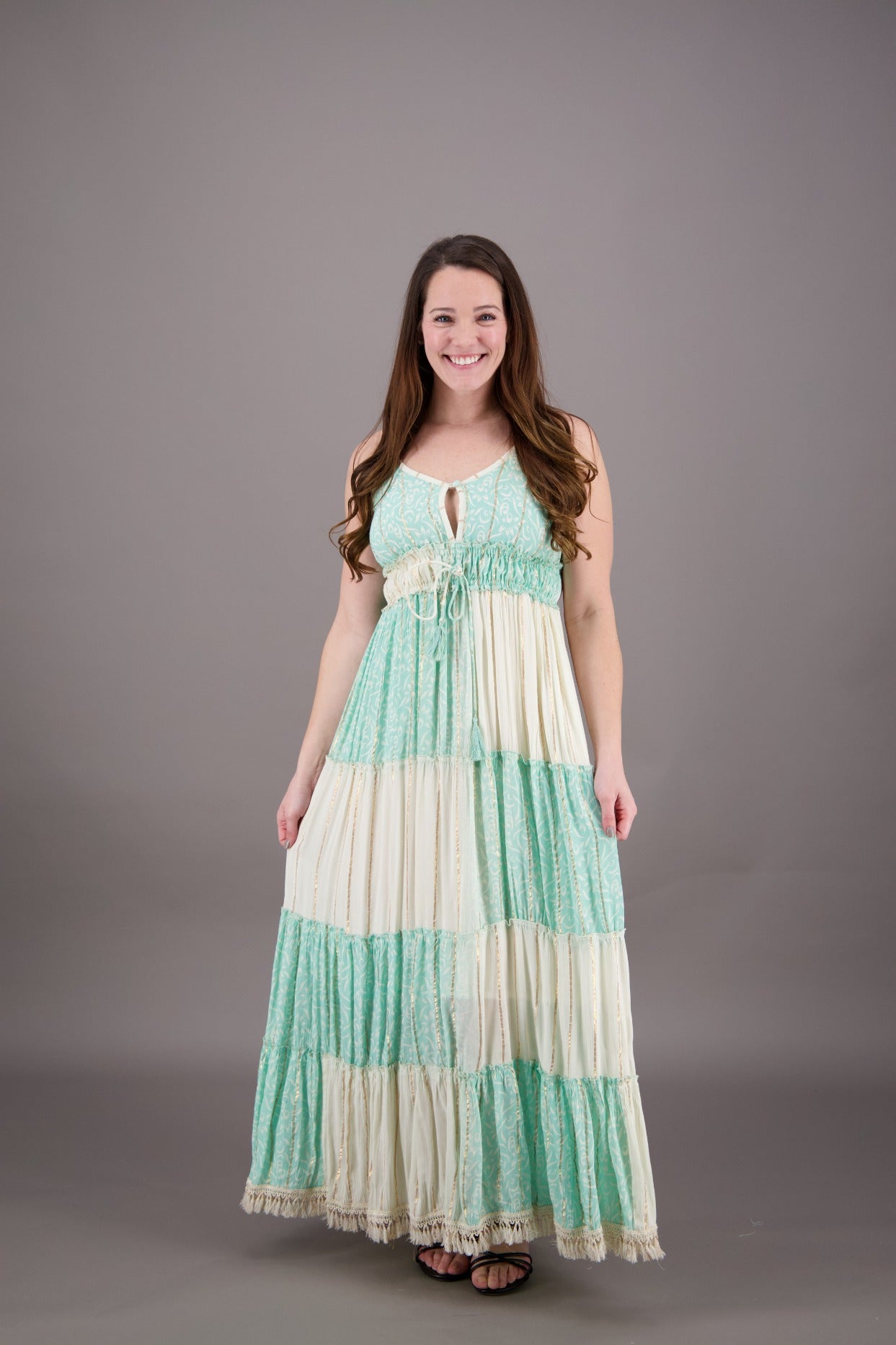 Summer Boho Dress Maxi - Boho Dresses Bridesmaid in Peach & Mint C1 / 1X/2X Summer Boho Dress Maxi - Boho Dresses Bridesmaid in Peach & Mint C1 / 1X/2X