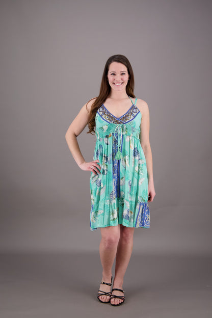 Double Strap Printed Boho Dress 24936