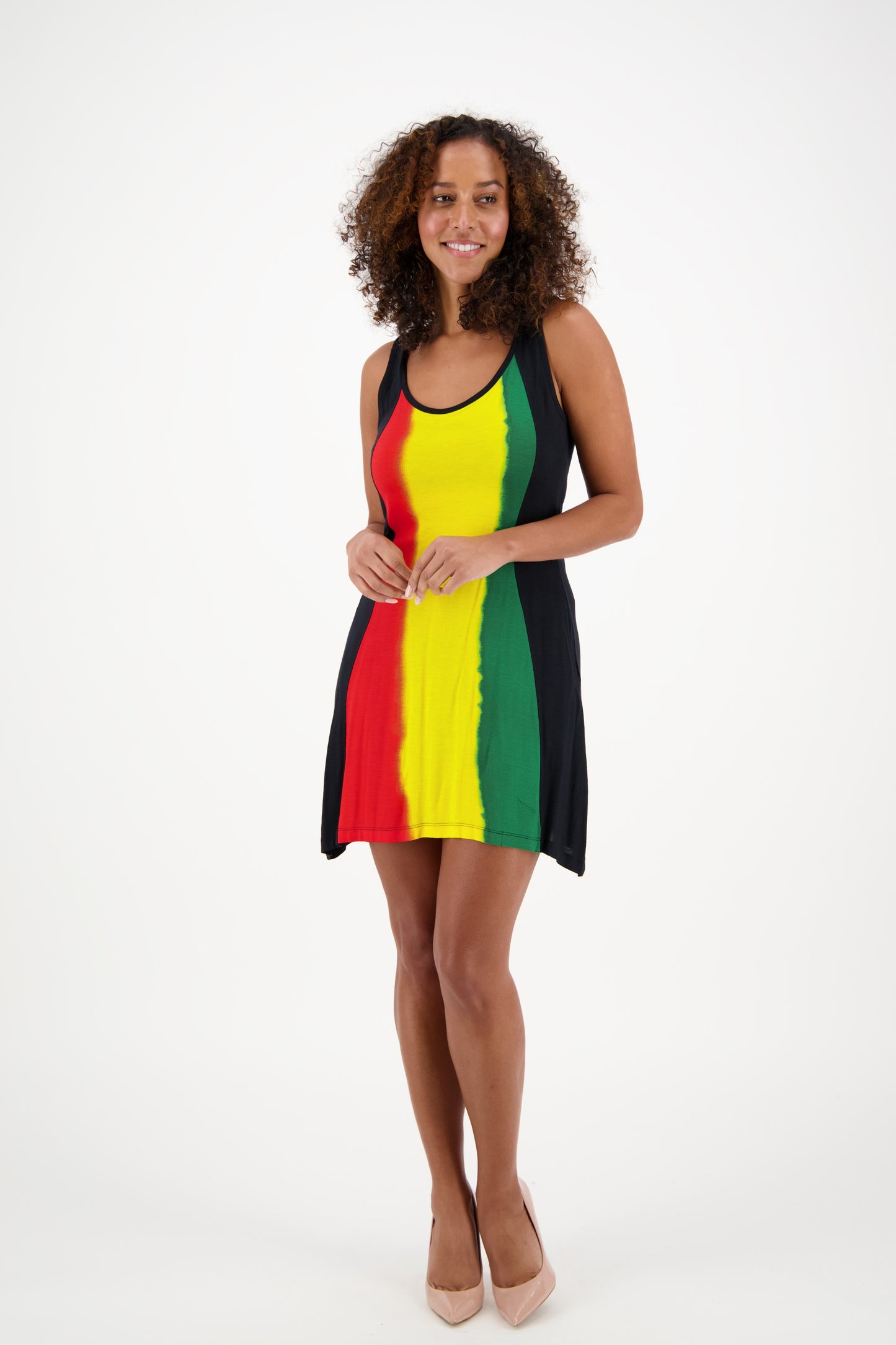 Open Back Rasta Middy Dress R-482