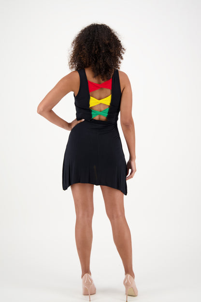 Open Back Rasta Middy Dress R-482