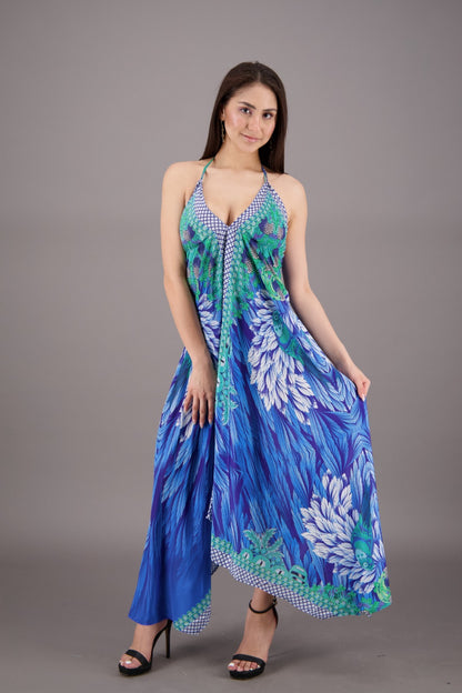 Exotic Digital Print Halter Dress AB-23022