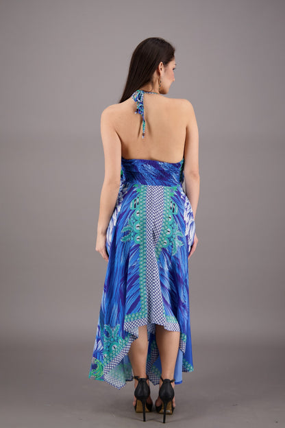 Exotic Digital Print Halter Dress AB-23022