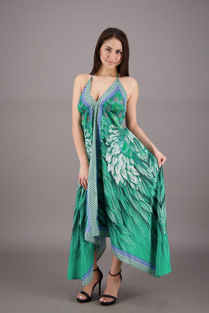 Exotic Digital Print Halter Dress AB-23022