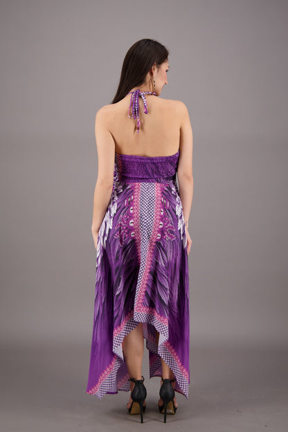 Exotic Digital Print Halter Dress AB-23022