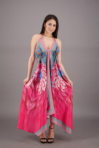 Exotic Digital Print Halter Dress AB-23022