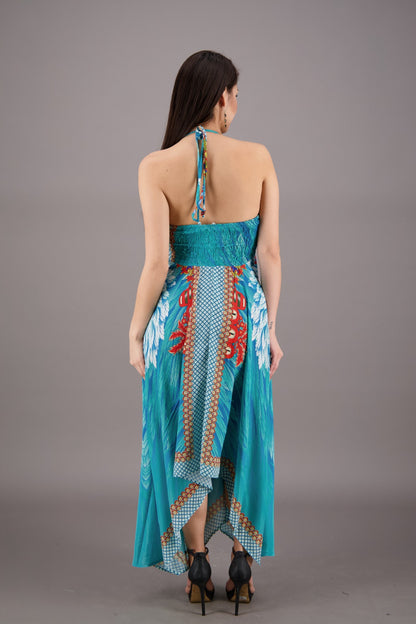 Exotic Digital Print Halter Dress AB-23022