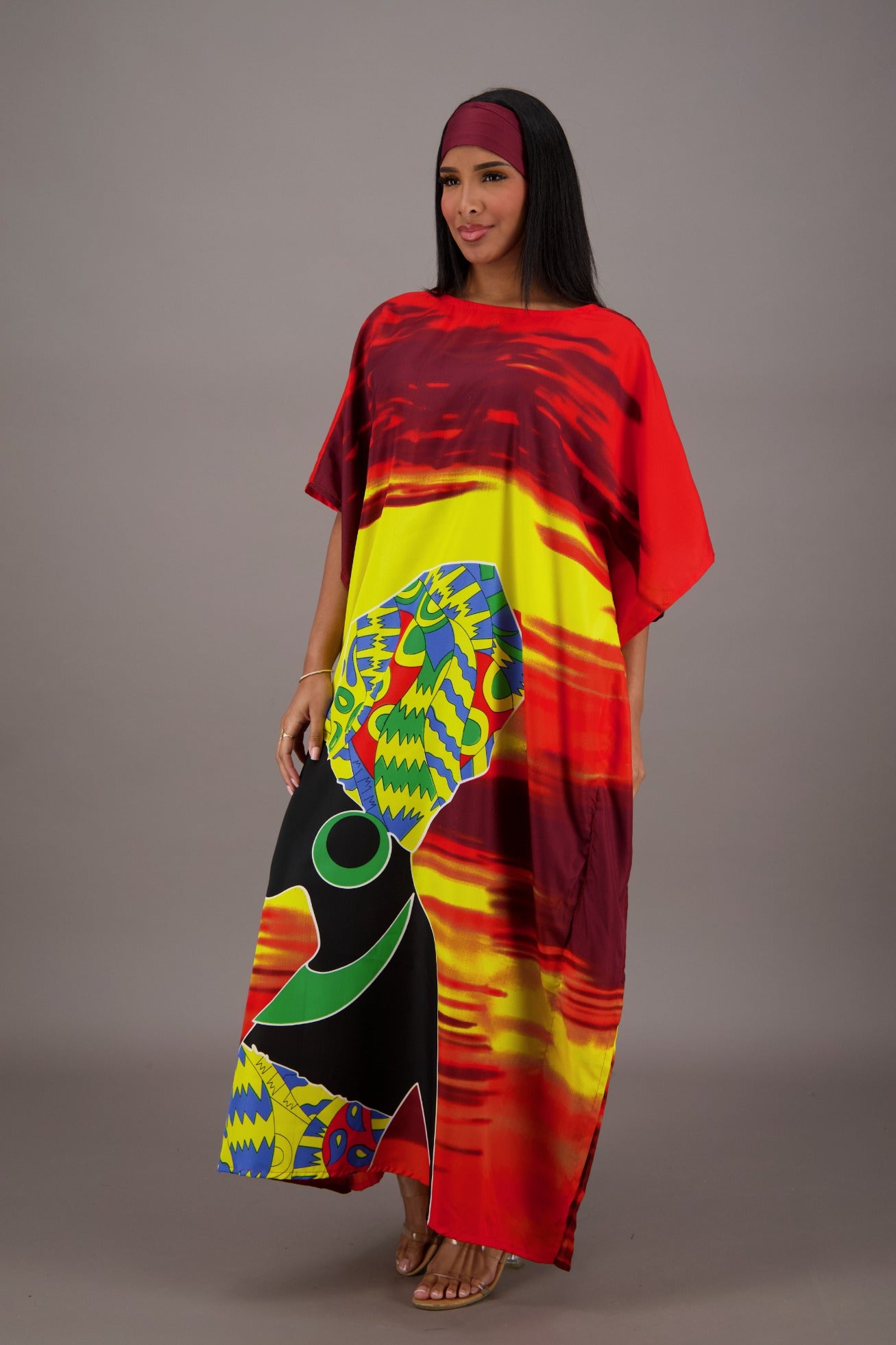 Vibrant Sunset African Print Kaftan KAF-42201