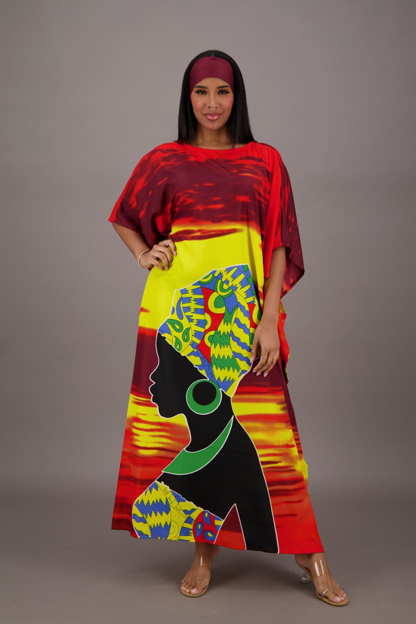 Vibrant Sunset African Print Kaftan KAF-42201