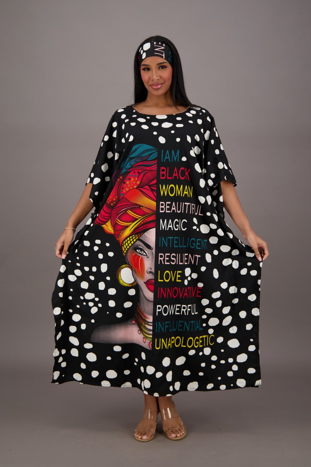 Polka Dot Empowerment Print Kaftan KAF-42204