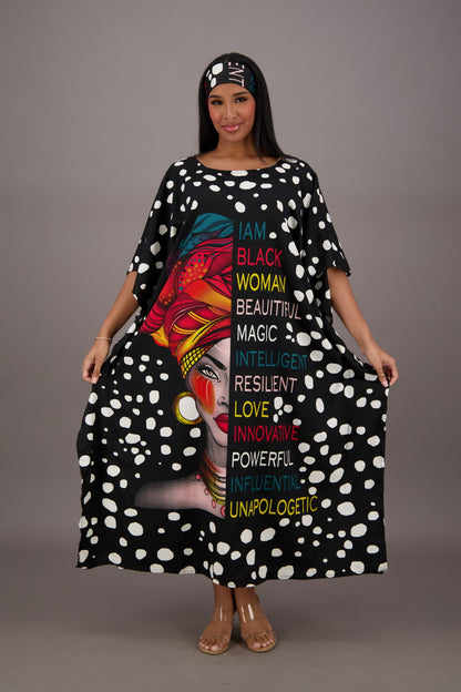 Polka Dot Empowerment Print Kaftan KAF-42204