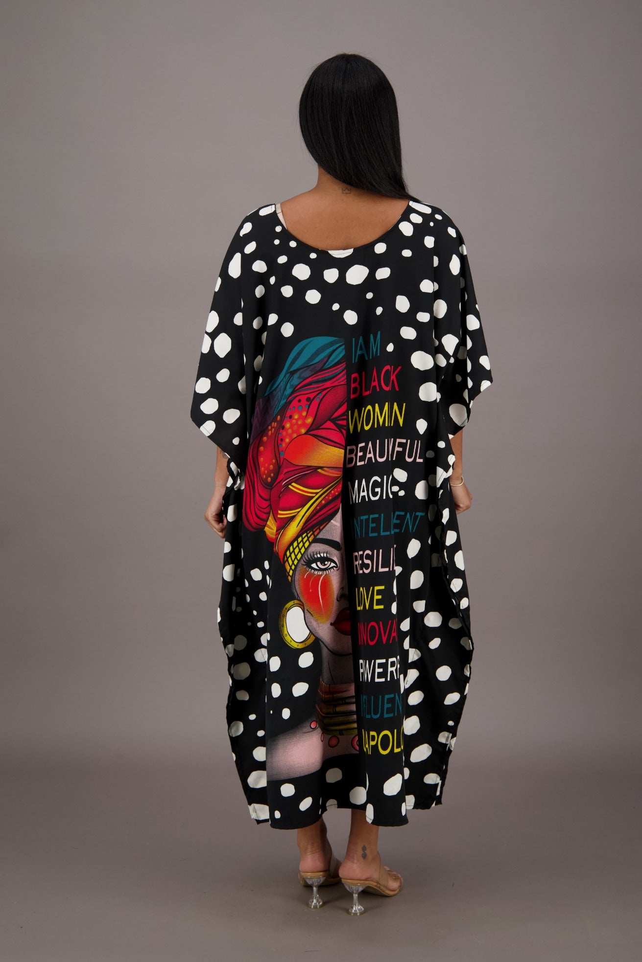 Polka Dot Empowerment Print Kaftan KAF-42204