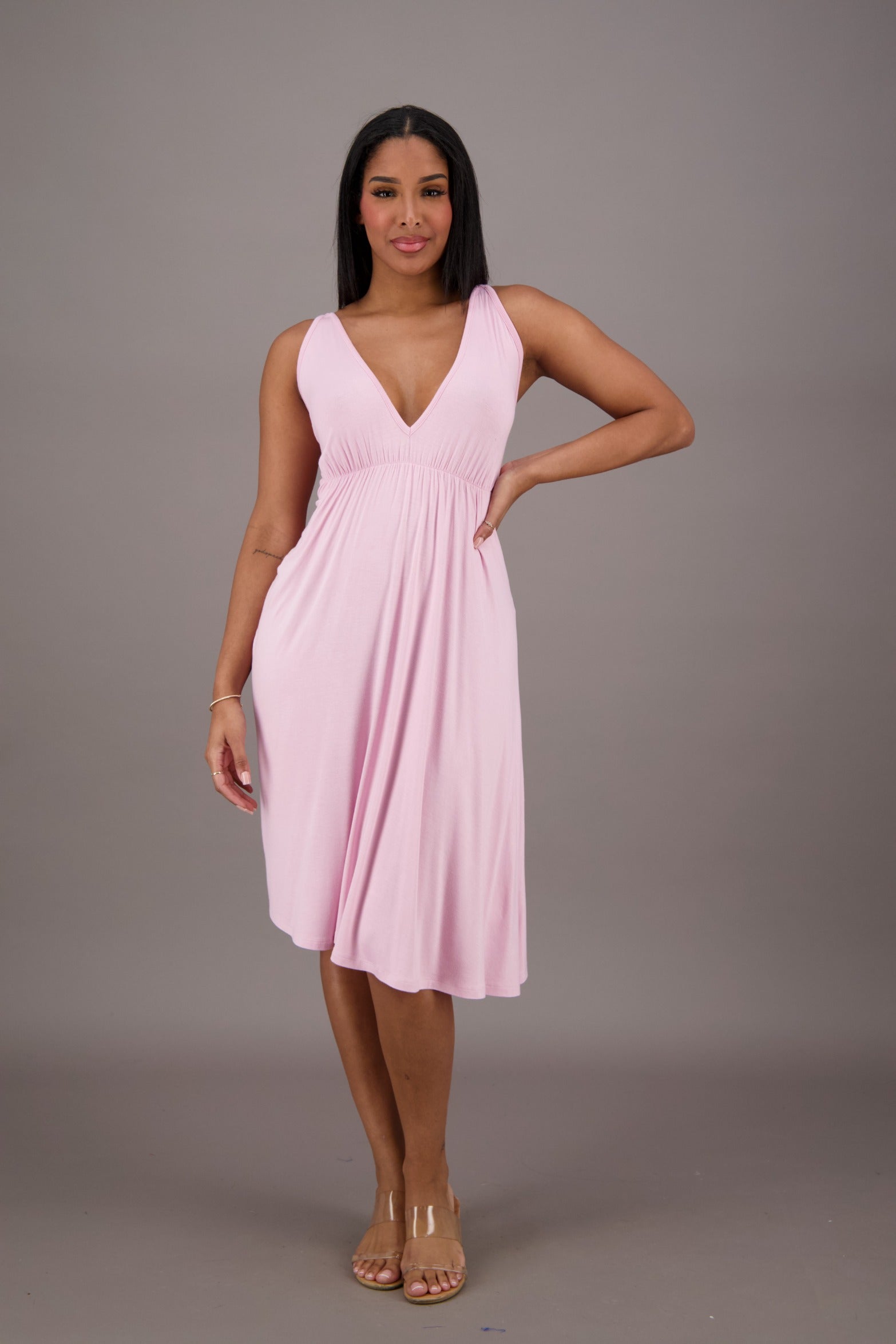 Bamboo Fabric Dress - Perfect Summer Bamboo Dress for Comfort + Style Light Pink / One Size Fits Most Bamboo Fabric Dress - Perfect Summer Bamboo Dress for Comfort + Style Light Pink / One Size Fits Most