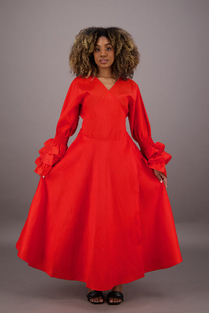 Solid Color Wrap Dress
