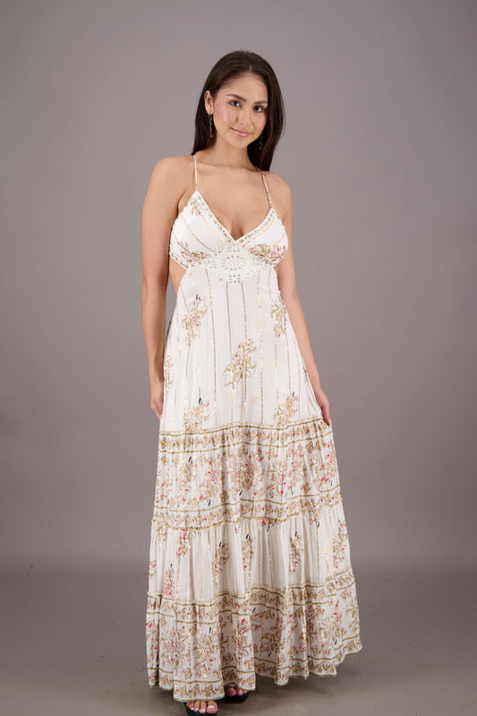 Open-Back Floral Maxi Dress 24714