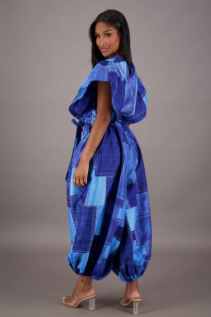 Indigo Patchwork Two-Piece Set APS-25078-B084