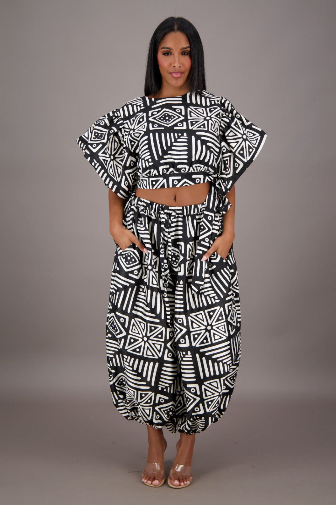 Striking Geometric Print Two Piece Set APS-25078-B089