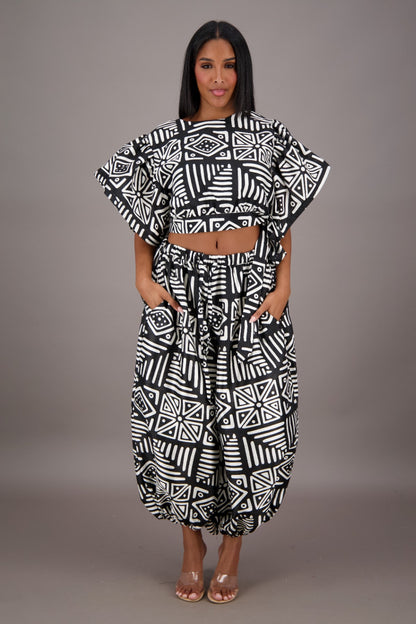 Striking Geometric Print Two Piece Set APS-25078-B089