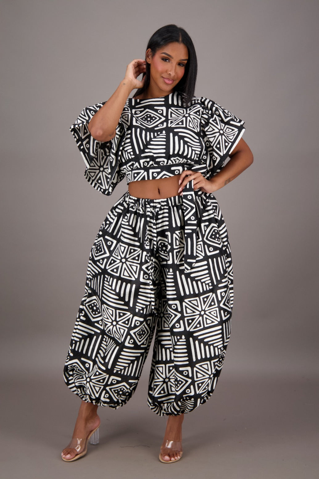 Striking Geometric Print Two Piece Set APS-25078-B089