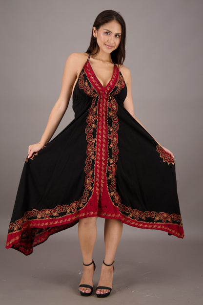 Black Halter Batik Dress 145720