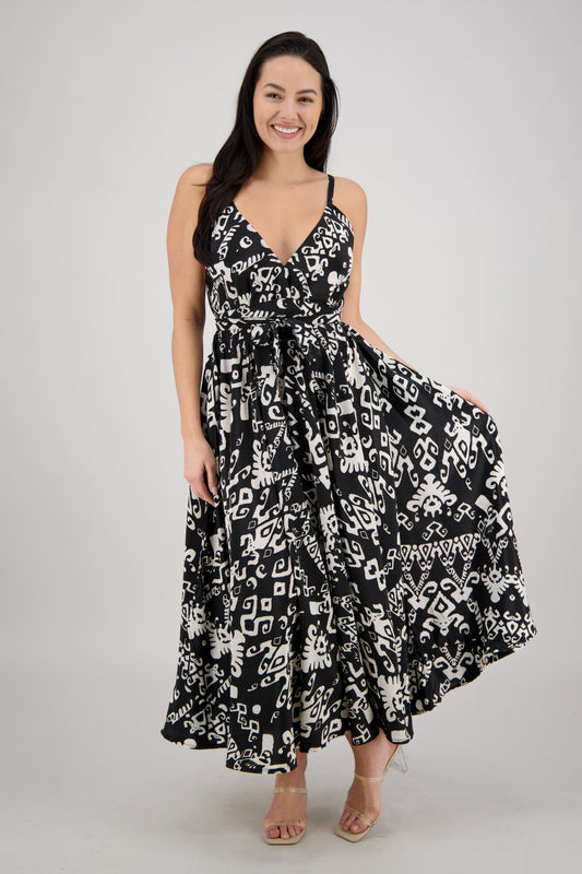 The Zaria Maxi Dress - Black Sand AB-16109
