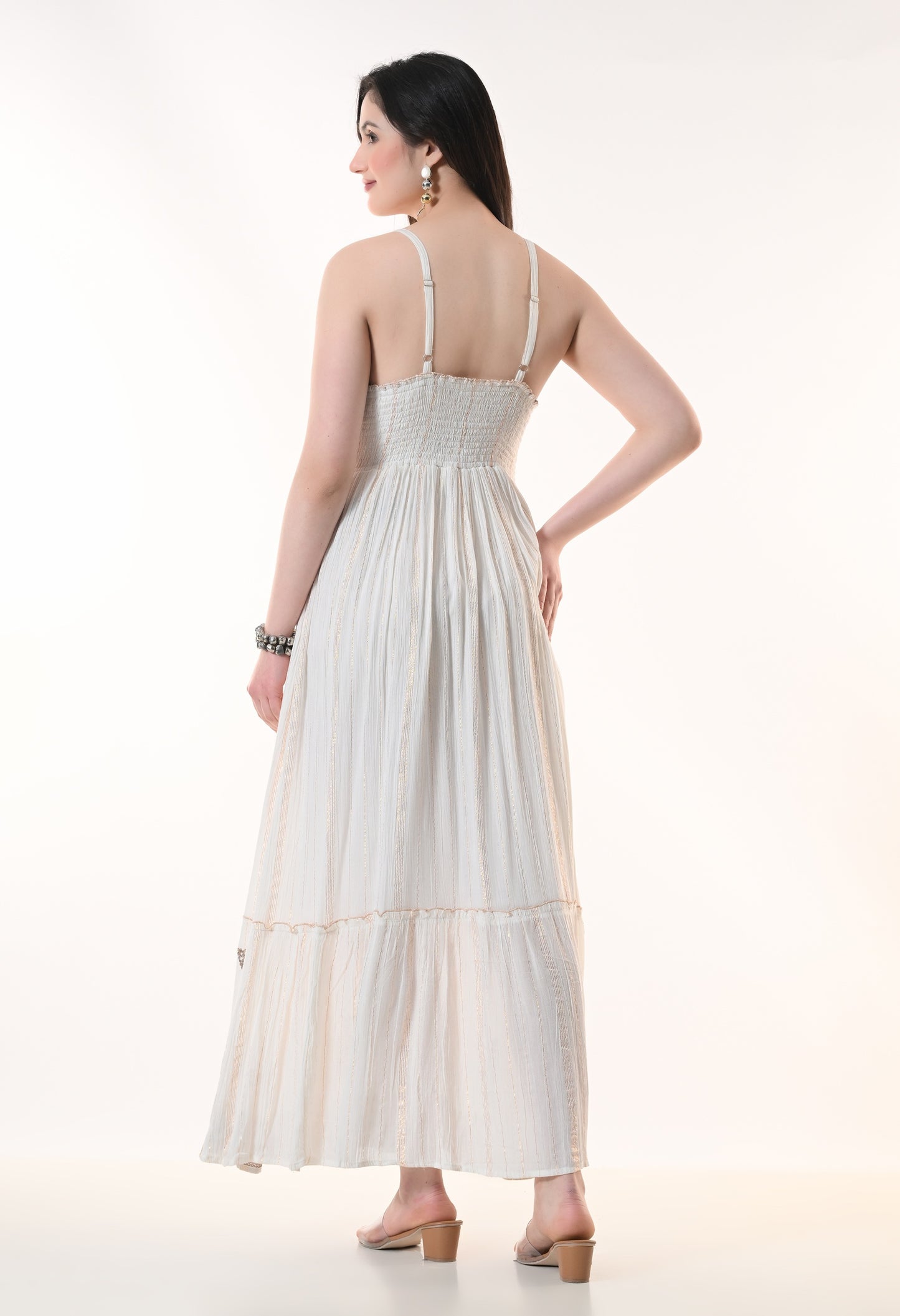 26416 Embroidered Cotton Maxi Dress with Tassel Tie – Boho Summer Dress