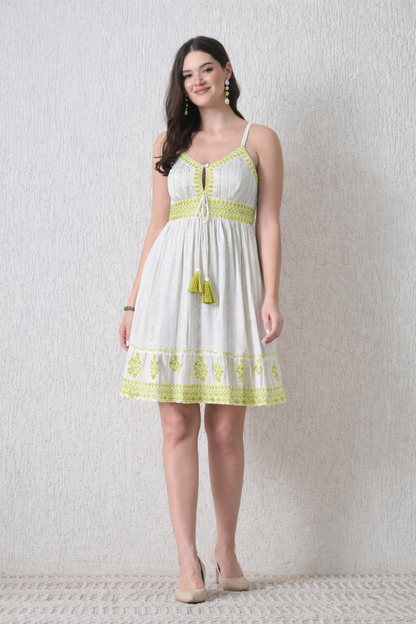 26451 Bohemian Embroidered Tassel Sundress